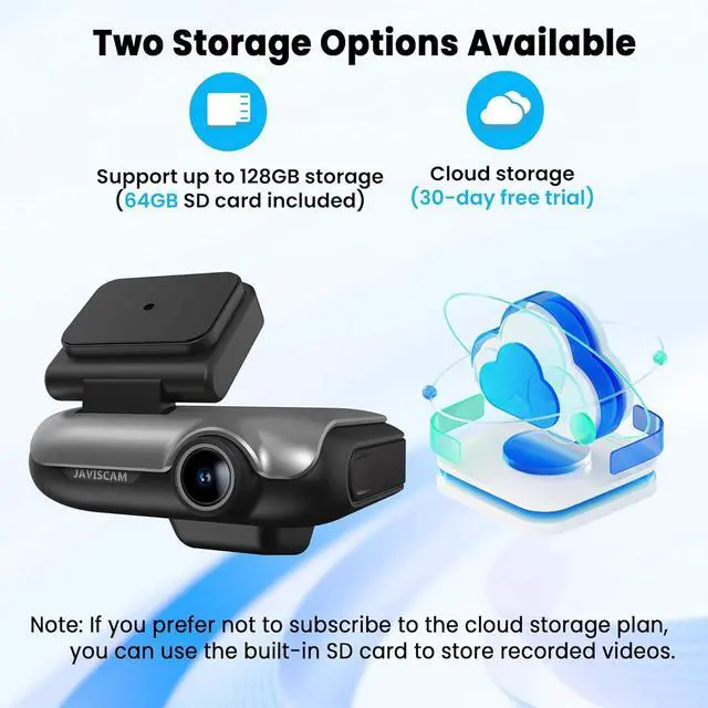 Alt view image 3 of 7 - 4G LTE Dash Cam with 64GB Card, Dual 2K Dash Cam Front Inside, Car Camera with Remote Live View, 24/7 Sentry Mode, GPS, IR Night Vision, Two-Way Audio, App Alerts, Cloud/SD Storage, OBD Cable Included