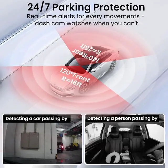 Alt view image 4 of 7 - 4G LTE Dash Cam with 64GB Card, Dual 2K Dash Cam Front Inside, Car Camera with Remote Live View, 24/7 Sentry Mode, GPS, IR Night Vision, Two-Way Audio, App Alerts, Cloud/SD Storage, OBD Cable Included