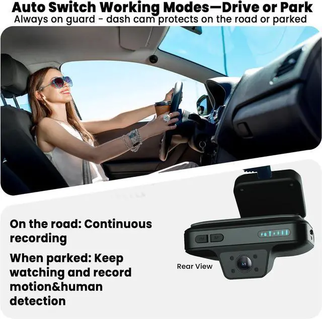 Alt view image 6 of 7 - 4G LTE Dash Cam with 64GB Card, Dual 2K Dash Cam Front Inside, Car Camera with Remote Live View, 24/7 Sentry Mode, GPS, IR Night Vision, Two-Way Audio, App Alerts, Cloud/SD Storage, OBD Cable Included