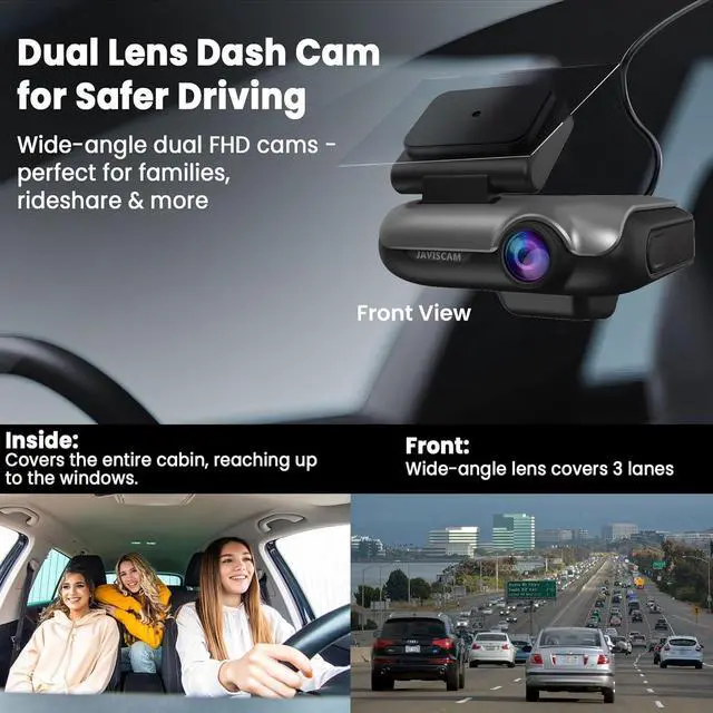Alt view image 7 of 7 - 4G LTE Dash Cam with 64GB Card, Dual 2K Dash Cam Front Inside, Car Camera with Remote Live View, 24/7 Sentry Mode, GPS, IR Night Vision, Two-Way Audio, App Alerts, Cloud/SD Storage, OBD Cable Included
