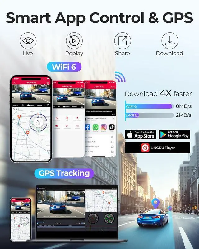 Alt view image 3 of 7 - 12" Mirror Dash Cam, 4K UHD Front and 2.5K Rear View Dash Camera for Car, with ADAS BSD LCA Smart Mode, GPS, G-Sensor, Loop Recording, Parking Monitor, Voice Control, 5.8GHz WiFi