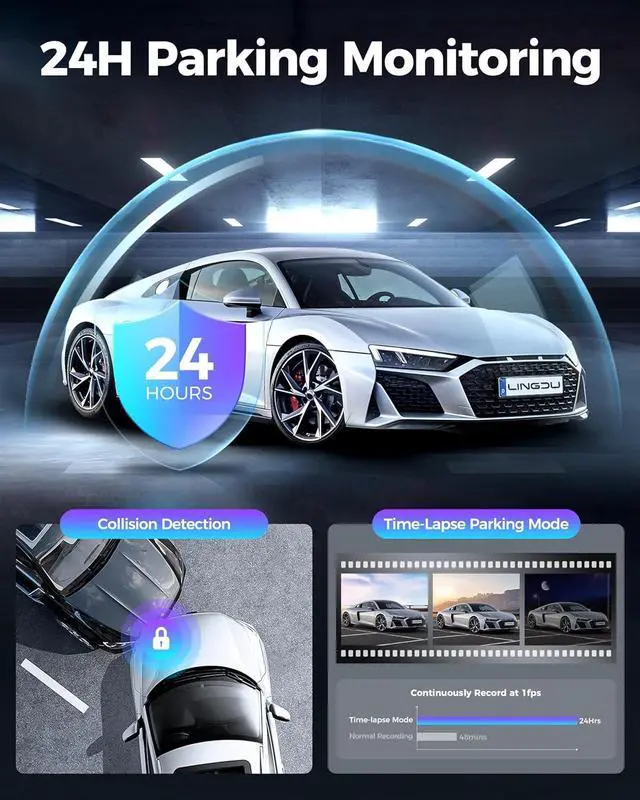 Alt view image 5 of 7 - 12" Mirror Dash Cam, 4K UHD Front and 2.5K Rear View Dash Camera for Car, with ADAS BSD LCA Smart Mode, GPS, G-Sensor, Loop Recording, Parking Monitor, Voice Control, 5.8GHz WiFi