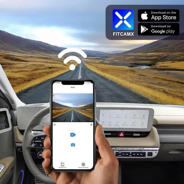 Alt view image 6 of 7 - Fitcamx Dual 4K+Rear 1080P Dash Cam Adapts for Hyundai IONIQ 5 2022-2024 (6 Vents) SE Standard Range SEL Limited, OEM Look, WiFi & APP, 2 Way HD Video, Loop Recording G-Sensor, Easy to Set, 128GB Card