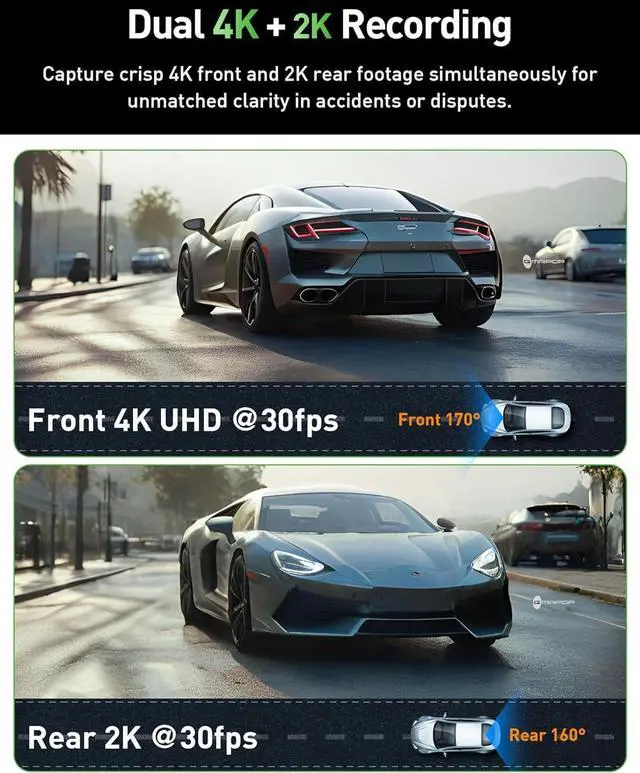 Alt view image 3 of 7 - GMAIPOP Dash Cam Front and Rear,4K+2K Dash Camera for Cars with STARVIS Sensor,Built in 5GHz Wi-Fi, Free 64GB Card Included, Dual Dashbord Dashcam,Night Vision,Emergency Lock, Parking Mode