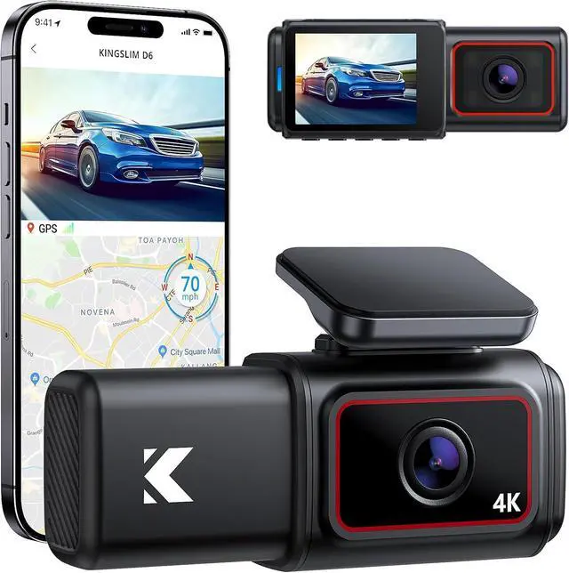Main image of Kingslim D6 4K Dash Cam Front and Inside, New Version Cabin Dual Dash Uber Car Camera with WiFi & GPS, 3 Channel Dashcam Upgradeable, Type C Charging, 256GB Supported, Night Vision, Parking Monitor