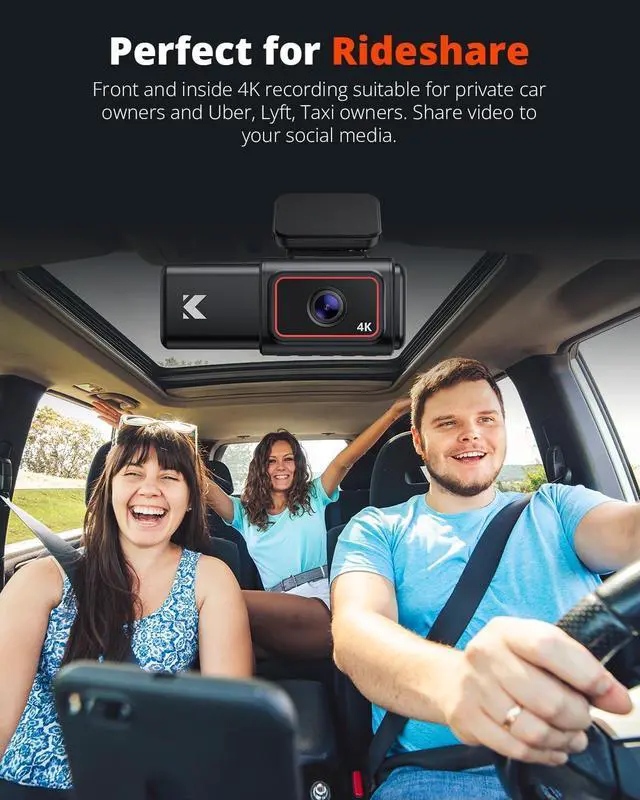 Alt view image 4 of 7 - Kingslim D6 4K Dash Cam Front and Inside, New Version Cabin Dual Dash Uber Car Camera with WiFi & GPS, 3 Channel Dashcam Upgradeable, Type C Charging, 256GB Supported, Night Vision, Parking Monitor