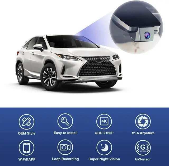 Alt view image 3 of 7 - Fitcamx 4K Dash Cam Suitable for Lexus RX 350 450h 350L F Sport Luxury 2016 2017 2018 2019 2020 2021 2022 (Model B), 2160P Video WiFi, OEM Style, Parking Mode, Loop Recording, Plug&Play, 64GB Card
