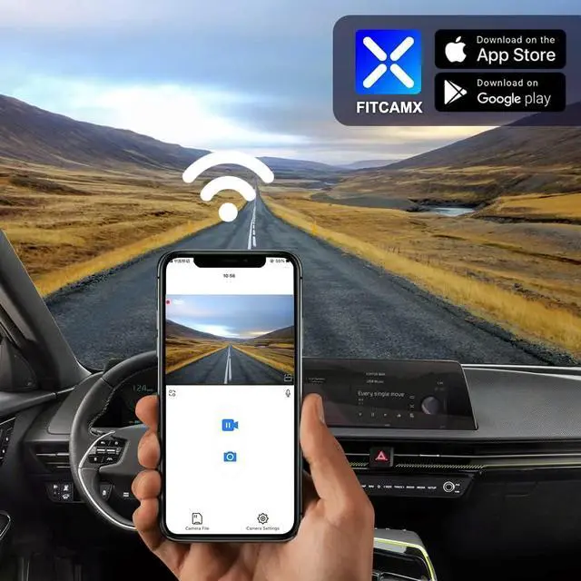 Alt view image 4 of 6 - Fitcamx 4K Dash Cam Compatible with Kia EV6 2022-2025 GT GT-Line Light Long Range Wind, OEM Factory Look, UHD 2160P Video, Loop Recording, Built-in WiFi & APP, G-Sensor, Easy to Install, 64GB Card