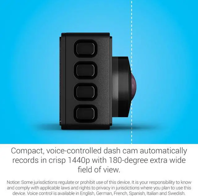Alt view image 4 of 6 - Garmin Dash Cam 67W, 1440p, 180-degree FOV, Remotely Monitor Your Vehicle and Signature Series Cloth