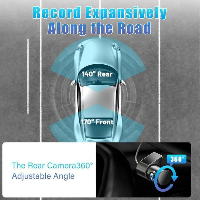Alt view image 3 of 7 - K03 On-Dash Cameras - Front and Rear Dash Cam for Cars, 4K Dual DashCam, Wireless Dash Camera with HDR Night Vision, GPS, Voice Control, Remote Live View - Best Rated Car Camera 2024