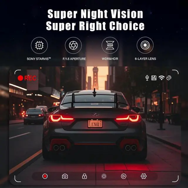 Alt view image 4 of 7 - K03 On-Dash Cameras - Front and Rear Dash Cam for Cars, 4K Dual DashCam, Wireless Dash Camera with HDR Night Vision, GPS, Voice Control, Remote Live View - Best Rated Car Camera 2024