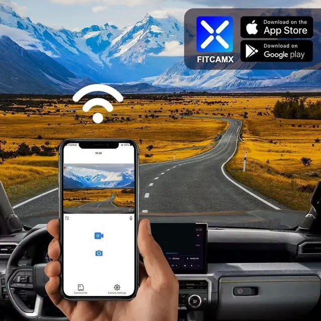 Alt view image 4 of 6 - Fitcamx 4K Dash Cam Suitable for Toyota Tacoma 2024-2025 SR SR5 TRD Sport Pre-Runner Off Road Limited & Tacoma Hybrid, OEM Look, UHD 2160P Video, WiFi & APP, Loop Recording, G-Sensor, Plug&Play, 64GB