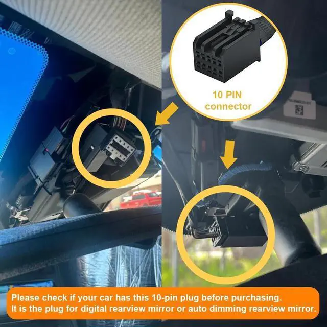 Alt view image 2 of 6 - Dash Camera Power Adapter (10-Pin) for Chevrolet GMC Buick Cadillac Chevy, Connect Auto Dimming Rearview Mirror, USB Power Source, Easy to Install, 5V 12V Output, for Dashcam, Radar, D3-019