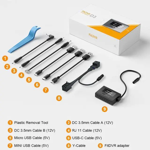 Alt view image 4 of 6 - Dash Camera Power Adapter (10-Pin) for Chevrolet GMC Buick Cadillac Chevy, Connect Auto Dimming Rearview Mirror, USB Power Source, Easy to Install, 5V 12V Output, for Dashcam, Radar, D3-019