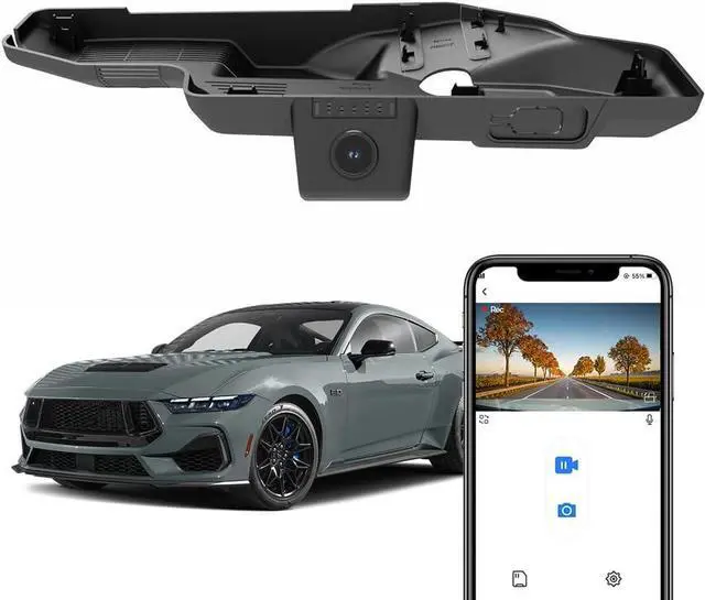 Main image of Fitcamx 4K Dash Cam Compatible with Ford Mustang 2024 2025 Ecoboost GT Premium Dark Horse, Integrated OEM Look, UHD 2160P Video, Loop Recording, Built-in WiFi & APP, G-Sensor, Plug & Play, 64GB Card