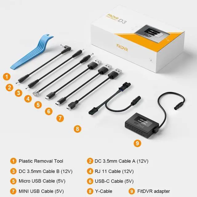 Alt view image 4 of 6 - Dash Camera Power Adapter (3-Pin) for Audi Volkswagen Porsche, Connects to Rain Sensor, LED Display USB Power Source, Easy to Install, 5V 12V Output, for Dash Cam, Radar, D3-025