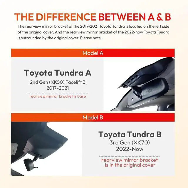 Alt view image 2 of 7 - 4K Dash Cam for 2022-2026 Toyota Tundra & Sequoia 2023-2026 Limited SR SR5 TRD Pro Limited Platinum (Gen3), OEM Style, WiFi & APP, Loop Recording, G-Sensor, Plug & Play, 64GB