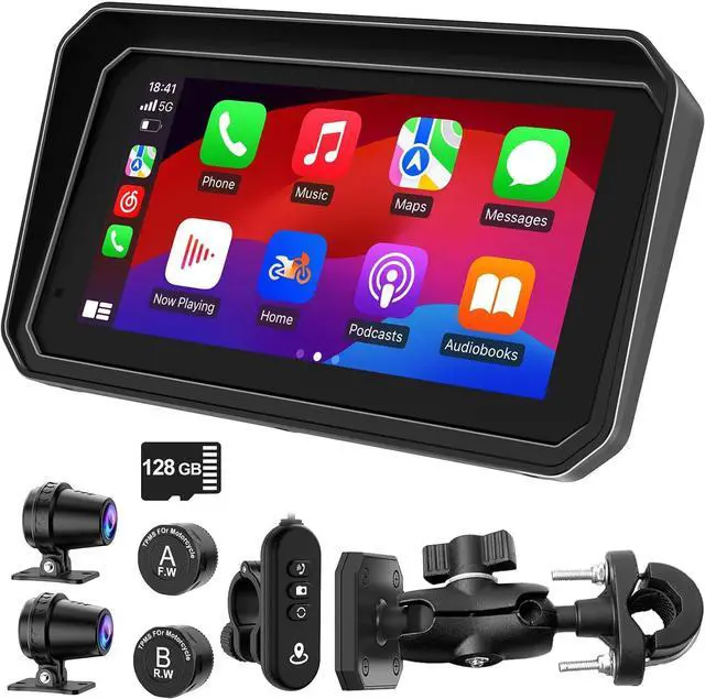 Main image of MT600 Pro Motorcycle Dash Cam, Quick-Release Magnetic Mount, Motorcycle Carplay & Android Auto GPS Navigation for Motorbike, Dual HD 1080P Camera, TPMS, 6" IP67 Waterproof Touchscreen, Siri