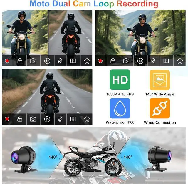 Alt view image 5 of 7 - MT600 Pro Motorcycle Dash Cam, Quick-Release Magnetic Mount, Motorcycle Carplay & Android Auto GPS Navigation for Motorbike, Dual HD 1080P Camera, TPMS, 6" IP67 Waterproof Touchscreen, Siri