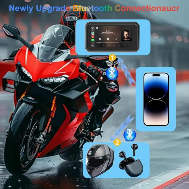 Alt view image 4 of 7 - MT600 Pro Motorcycle Dash Cam, Quick-Release Magnetic Mount, Motorcycle Carplay & Android Auto GPS Navigation for Motorbike, Dual HD 1080P Camera, TPMS, 6" IP67 Waterproof Touchscreen, Siri