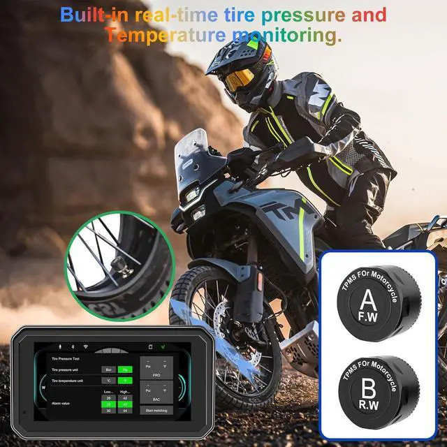 Alt view image 6 of 7 - MT600 Pro Motorcycle Dash Cam, Quick-Release Magnetic Mount, Motorcycle Carplay & Android Auto GPS Navigation for Motorbike, Dual HD 1080P Camera, TPMS, 6" IP67 Waterproof Touchscreen, Siri