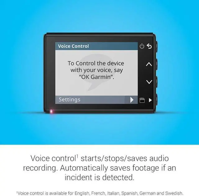 Alt view image 4 of 5 - Garmin Dash Cam 56, Wide 140-Degree Field of View in 1440P HD, 2" LCD Screen and Voice Control, Very Compact with Automatic Incident Detection and Recording