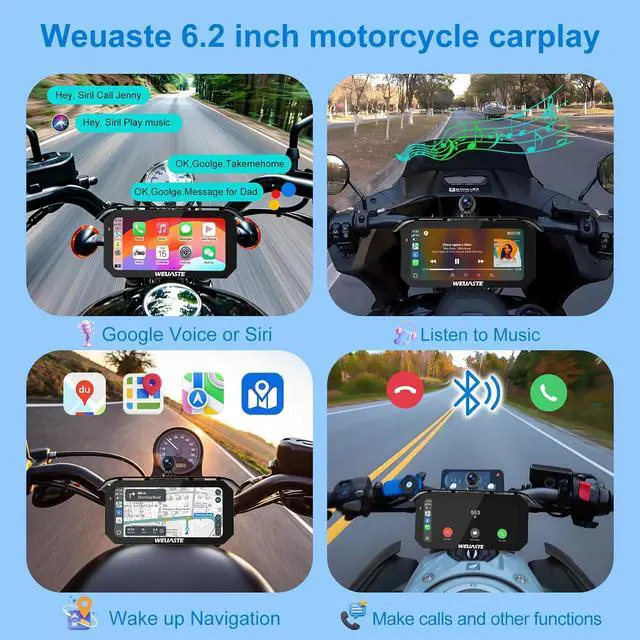 Alt view image 3 of 7 - MT92C 6.25" Motorcycle Carplay Screen, HD 1080P Dual Motorcycle Dash Cam + Third Person Perspective Camera, Moto TPMS, Wireless Car Play/Android Auto/HiCar, Motos Metal Anti-Theft Bracket