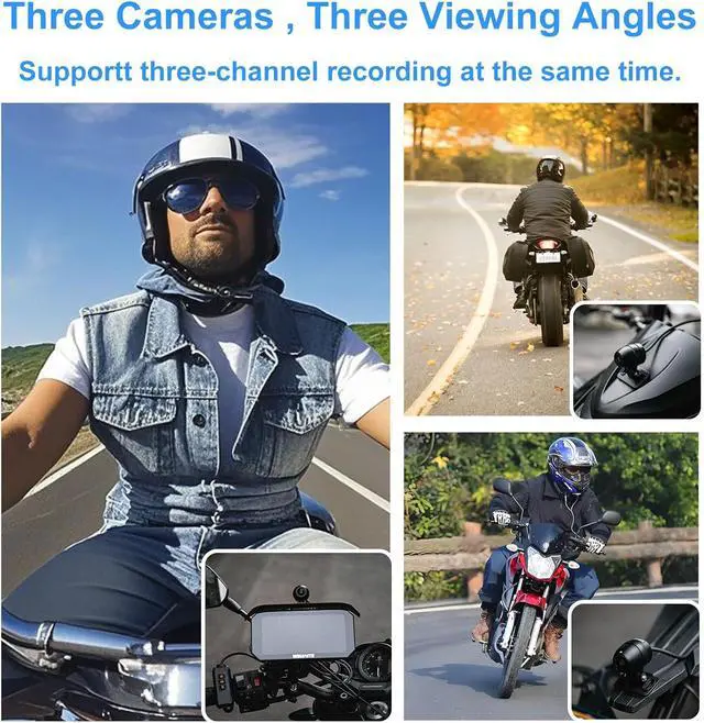 Alt view image 4 of 7 - MT92C 6.25" Motorcycle Carplay Screen, HD 1080P Dual Motorcycle Dash Cam + Third Person Perspective Camera, Moto TPMS, Wireless Car Play/Android Auto/HiCar, Motos Metal Anti-Theft Bracket