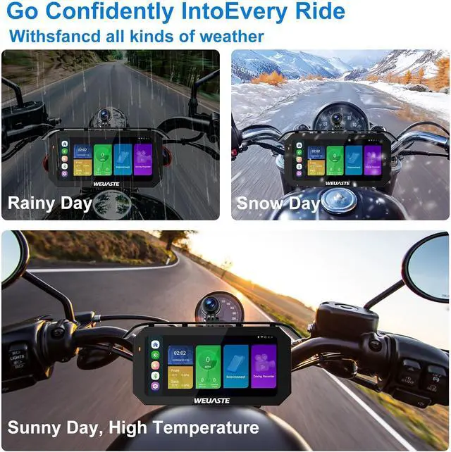 Alt view image 6 of 7 - MT92C 6.25" Motorcycle Carplay Screen, HD 1080P Dual Motorcycle Dash Cam + Third Person Perspective Camera, Moto TPMS, Wireless Car Play/Android Auto/HiCar, Motos Metal Anti-Theft Bracket