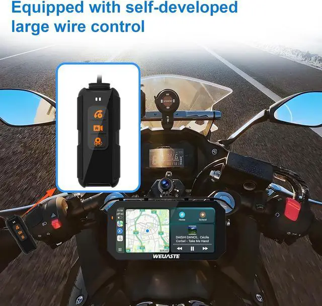 Alt view image 7 of 7 - MT92C 6.25" Motorcycle Carplay Screen, HD 1080P Dual Motorcycle Dash Cam + Third Person Perspective Camera, Moto TPMS, Wireless Car Play/Android Auto/HiCar, Motos Metal Anti-Theft Bracket