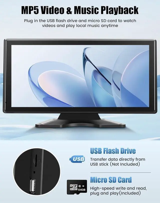 Alt view image 4 of 7 - 5 Channel Backup Camera System Dash Cam with 10.36" IPS Touch Screen Monitor Rear Side View 5 1080P HD Camera for RV/Truck/Van/Trailer, DVR Recording, Music Video Player, BSD Alert, 64GB Card