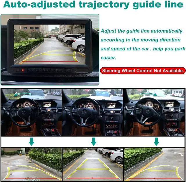 Alt view image 2 of 7 - Car Backup Camera with Dynamic Trajectory Guide Line, GreenYi HD 960x720 Reverse Rear/Front/Side View Cam, Adjustable Fisheye Lens, Waterproof Night Vision 170 Degree Wide View