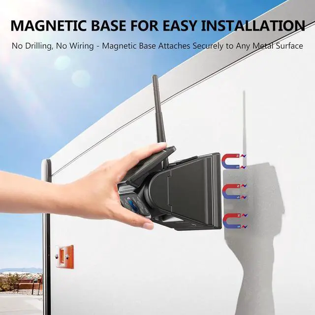 Alt view image 2 of 6 - WiFi Magnetic Solar Wireless Backup Camera, 10500mAh Rechargeable 1080P Rear View Camera for Truck RV Trailer Car, DVR Recording Night Vision IP69 Waterproof, App for Phone iOS Android AP1 DVKNM