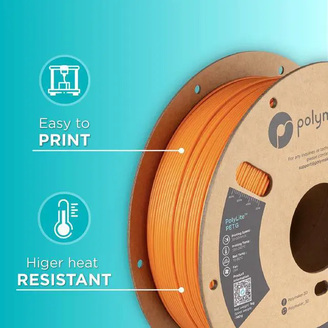Alt view image 5 of 7 - Polymaker PETG Filament 1.75mm 1kg Orange 3D Printer Filament, PolyLite PETG 3D Printing Filament 1.75mm, Dimensional Accuracy +/- 0.03mm, Print with Most 3D Printers