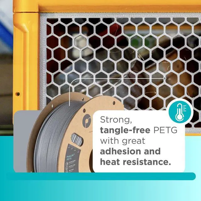 Alt view image 2 of 7 - Polymaker PETG Filament 1.75mm 1kg Grey 3D Printer Filament, PolyLite PETG 3D Printing Filament 1.75mm, Dimensional Accuracy +/- 0.03mm, Print with Most 3D Printers