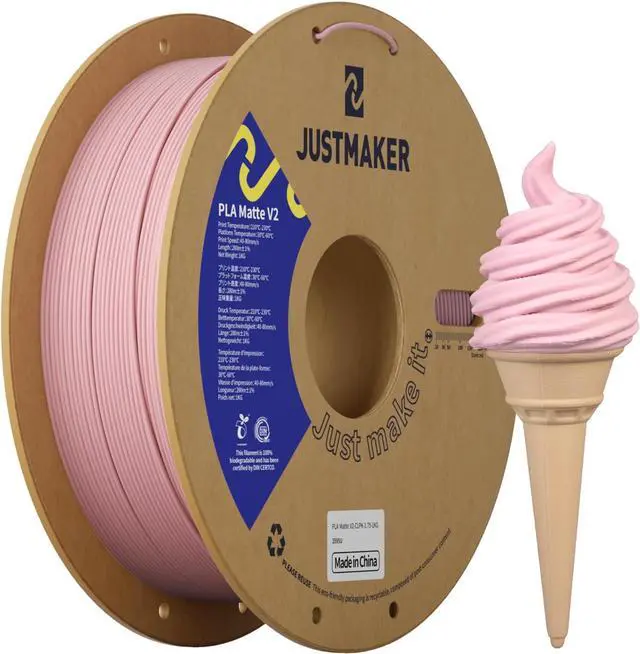 Main image of Matte PLA+ 3D Printer Filament, Upgrade Cardboard Spool, Dimensional Accuracy +/-0.03mm, 1.75mm, 1kg, Coral Pink