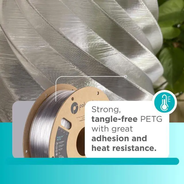 Alt view image 2 of 7 - Polymaker PETG Filament 1.75mm 1kg Clear 3D Printer Filament, PolyLite PETG 3D Printing Filament 1.75mm, Dimensional Accuracy +/- 0.03mm, Print with Most 3D Printers