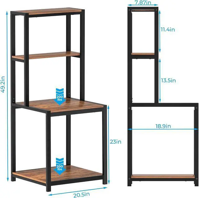 Alt view image 2 of 7 - GreenForest 4 Tier Printer Stand with Storage Shelf, 49.2 inch Large Printer Table for Home Office Organization, Stable Small Corner Shelf for Heat Press, Mini Fridge, 3D Printer, Walnut