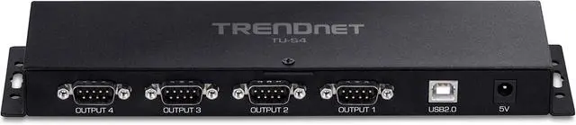 Alt view image 4 of 5 - TRENDnet TU-S4, 4-Port USB to Serial RS232 Hub, Black