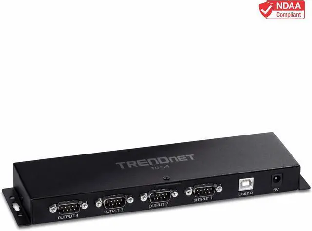 Alt view image 3 of 5 - TRENDnet TU-S4, 4-Port USB to Serial RS232 Hub, Black