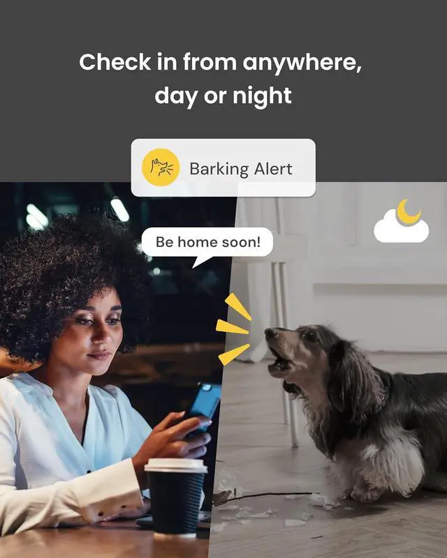 Alt view image 6 of 7 - Furbo 360° Dog Camera: Pet Security Cam w/Barking Alerts, Rotating View, Treat Toss w/Phone App, Smart Home Puppy Monitoring, 2-Way Speaker, No Subscription Needed. Standard See, Talk, & Toss Features