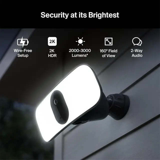 Alt view image 2 of 7 - Arlo Pro 3 Wireless LED Floodlight Security Camera 2K HDR, 2000-3000 Lumens, Custom Detections, Emergency Response, Connects to Wi-Fi, Color Night Vision, 2-Way Audio, Rechargeable (Black)