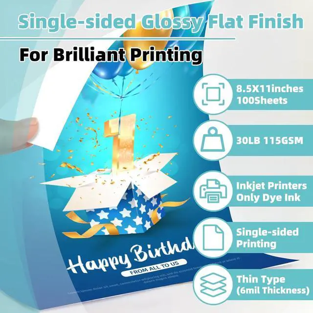 Alt view image 2 of 5 - Glossy Thin Printer Paper 8.5x11 Inches 100 Sheets for DIY Chip Bag and Custom Party Favors 30LB
