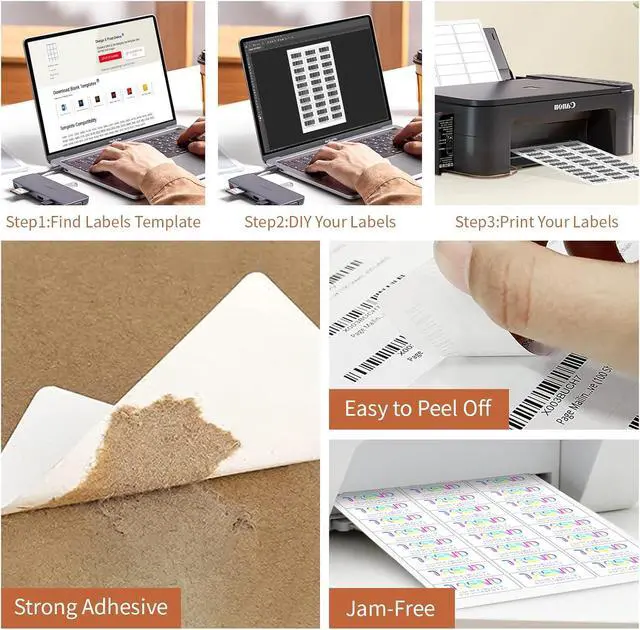 Alt view image 4 of 6 - 1" x 2 5/8" (1000 Sheets) Address Labels Sticker Paper for Laser/Ink Jet Printer, Printable and Writable White Sticker Label- Matte, 30 per Page Label (Total 30000 Labels)