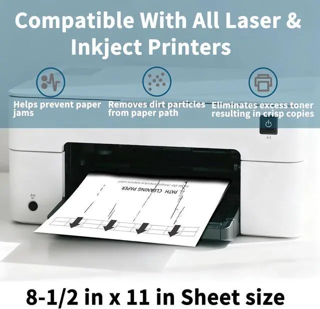 Alt view image 3 of 7 - Printer Cleaning Sheets 18-PackRemoves Ink,Dust,Dirt&Debris8.5 x 11 Inches, Thickened Design, Durable & Easy to Clean, Compatible with Laser&Inkjet Printers,Copiers,Fax Machines,Scanners (White)