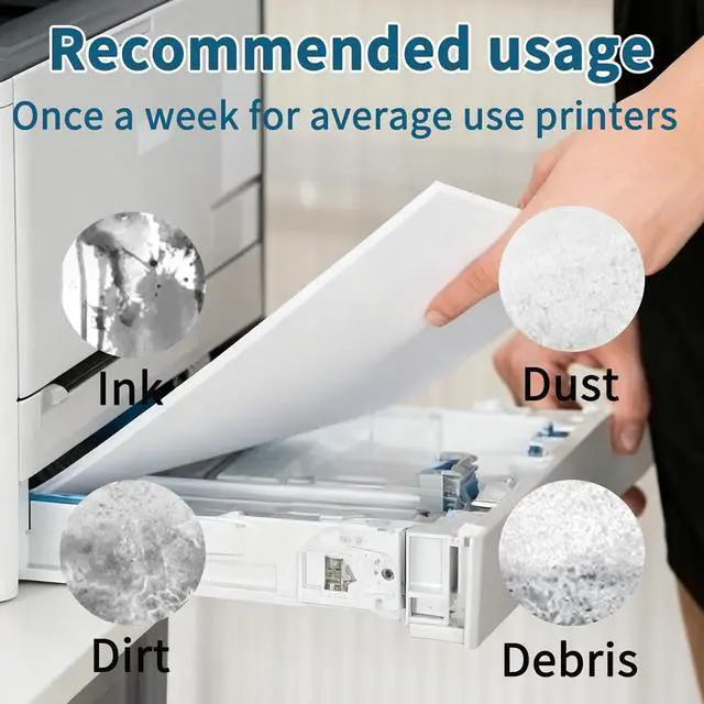 Alt view image 4 of 7 - Printer Cleaning Sheets 18-PackRemoves Ink,Dust,Dirt&Debris8.5 x 11 Inches, Thickened Design, Durable & Easy to Clean, Compatible with Laser&Inkjet Printers,Copiers,Fax Machines,Scanners (White)