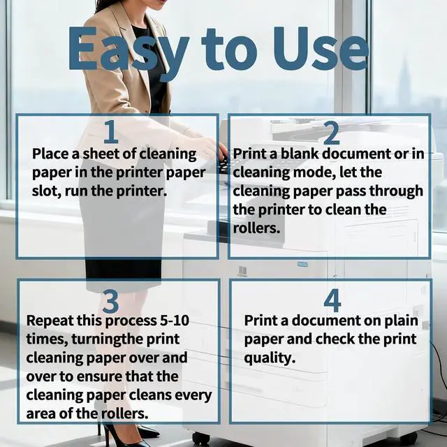Alt view image 5 of 7 - Printer Cleaning Sheets 18-PackRemoves Ink,Dust,Dirt&Debris8.5 x 11 Inches, Thickened Design, Durable & Easy to Clean, Compatible with Laser&Inkjet Printers,Copiers,Fax Machines,Scanners (White)