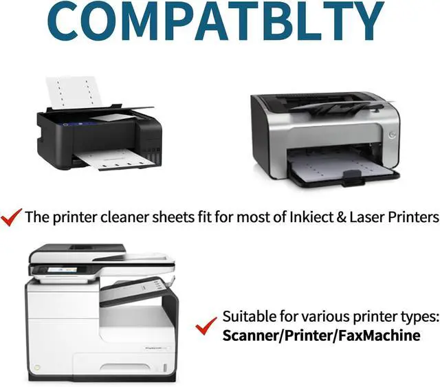 Alt view image 7 of 7 - Printer Cleaning Sheets 18-PackRemoves Ink,Dust,Dirt&Debris8.5 x 11 Inches, Thickened Design, Durable & Easy to Clean, Compatible with Laser&Inkjet Printers,Copiers,Fax Machines,Scanners (White)