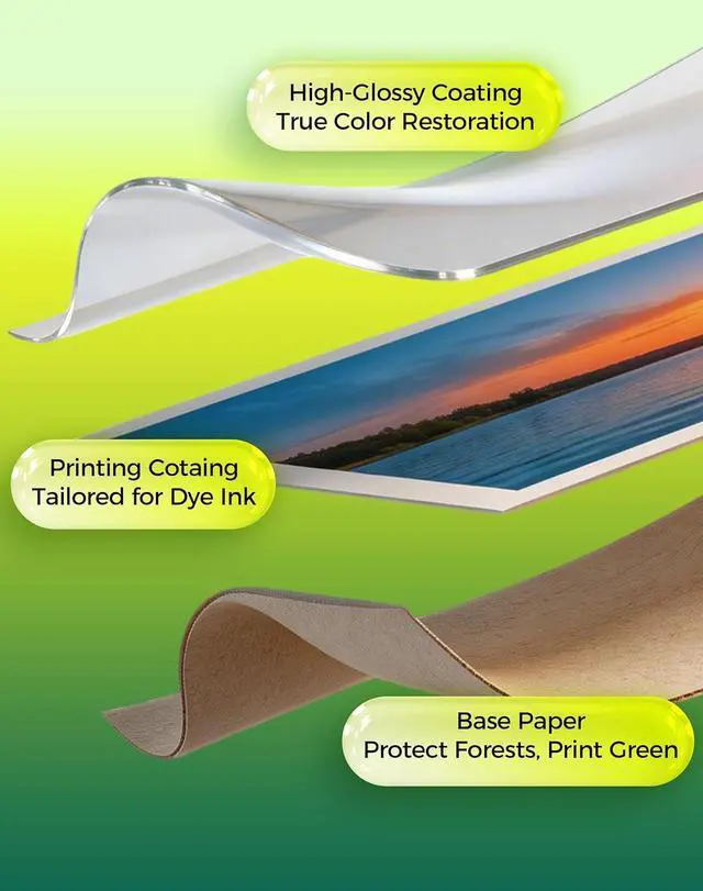 Alt view image 3 of 7 - Uinkit 200 sheets Bright White Single Sided Glossy Photo Paper 8.5x11 Letter Size 180gsm 48lb Instant Dry Dye Inkjet Paper, Smudge Resistant Professional Printing Papers for Home/Office Trial Use
