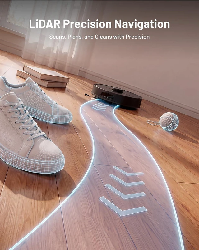 Alt view image 3 of 7 - Robot Vacuum and Mop, 8000Pa Robot Vacuum with Self Empty Station, LiDAR Navigation, Multi-Level Mapping, App & Alexa Control, Robotic Vacuum Cleaner for Pet Hair & Hard Floor-2
